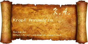Kropf Annamária névjegykártya